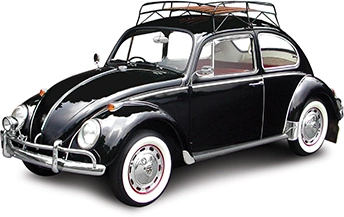 A black vintage VW bug.