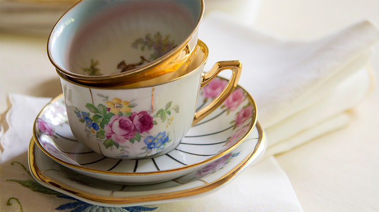 A cup and saucer of fine china is an example of what to include in a home inventory.